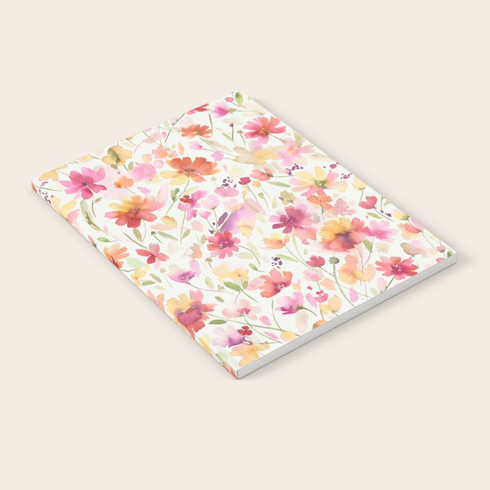 Natural Haze Spring Meadow Cosmos Wildflowers Magenta Red Yellow Notebook Gallery Image 1