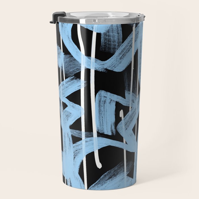 Blue abstract calligraphy Travel Mug Gallery Image 3