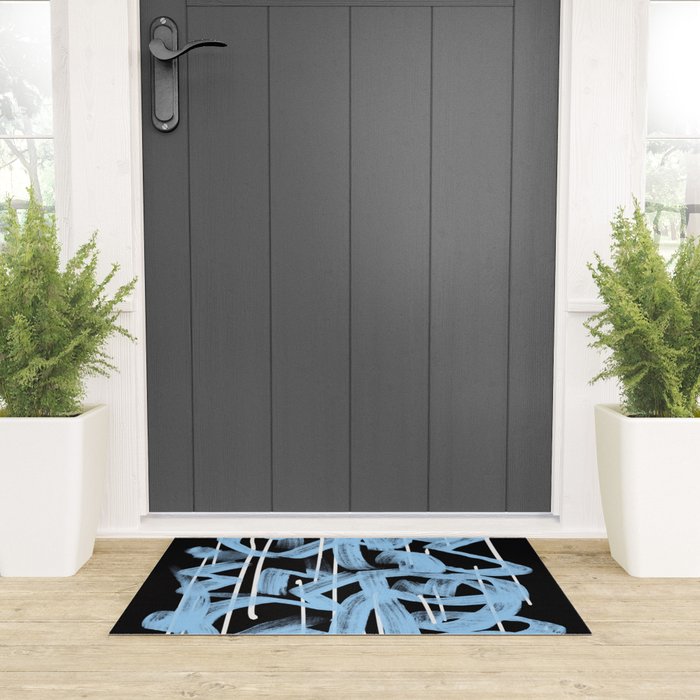 Blue abstract calligraphy Welcome Mat Gallery Image 3