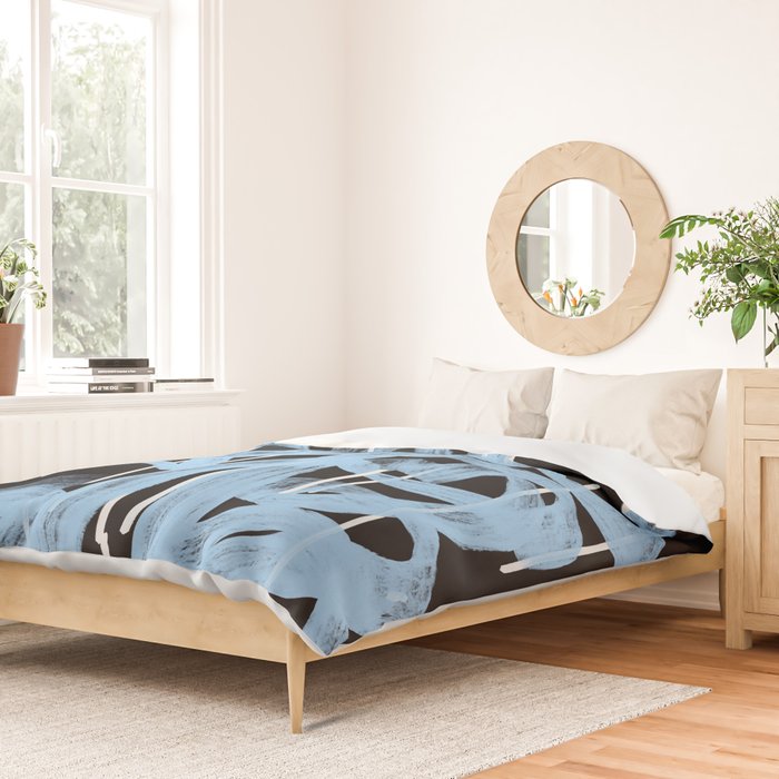 Blue abstract calligraphy Duvet Cover Gallery Image 2
