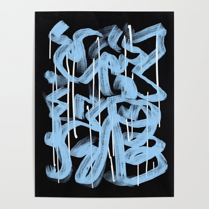 Blue abstract calligraphy Poster Gallery Image 4