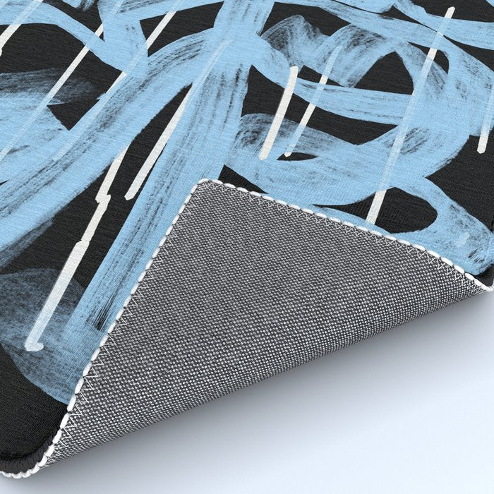 Blue abstract calligraphy Rug Gallery Image 4