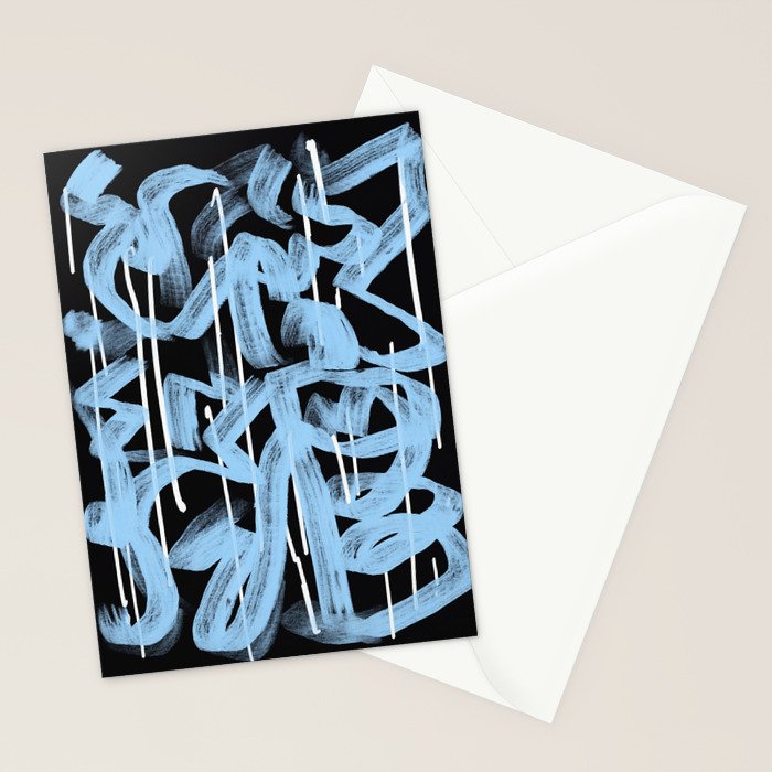 Blue abstract calligraphy Stationery Card Gallery Image 2