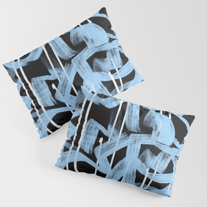 Blue abstract calligraphy Pillow Sham Gallery Image 3