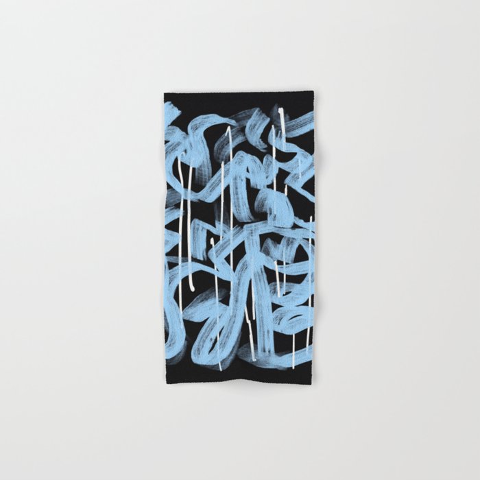 Blue abstract calligraphy Bath Towel Gallery Image 1