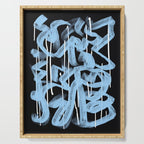 Blue abstract calligraphy Serving Tray Gallery Image 1