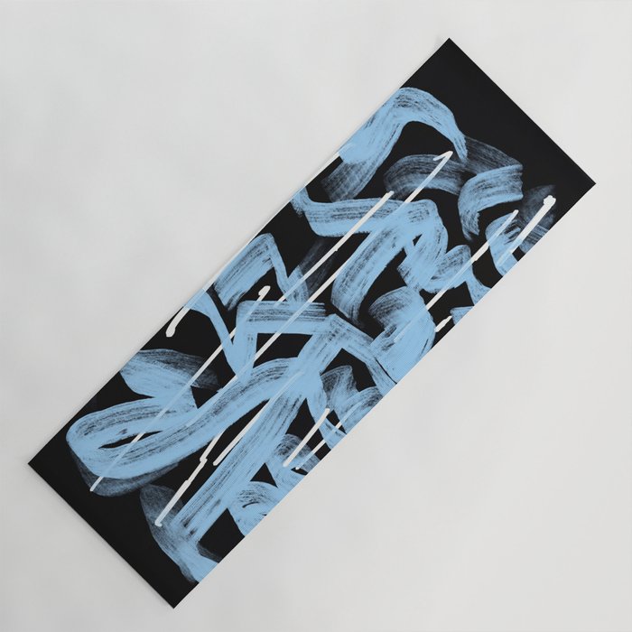 Blue abstract calligraphy Yoga Mat Gallery Image 1