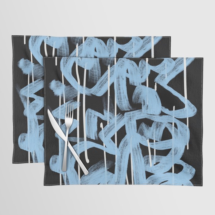 Blue abstract calligraphy Placemat