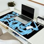 Blue abstract calligraphy Desk Mat Gallery Image 2