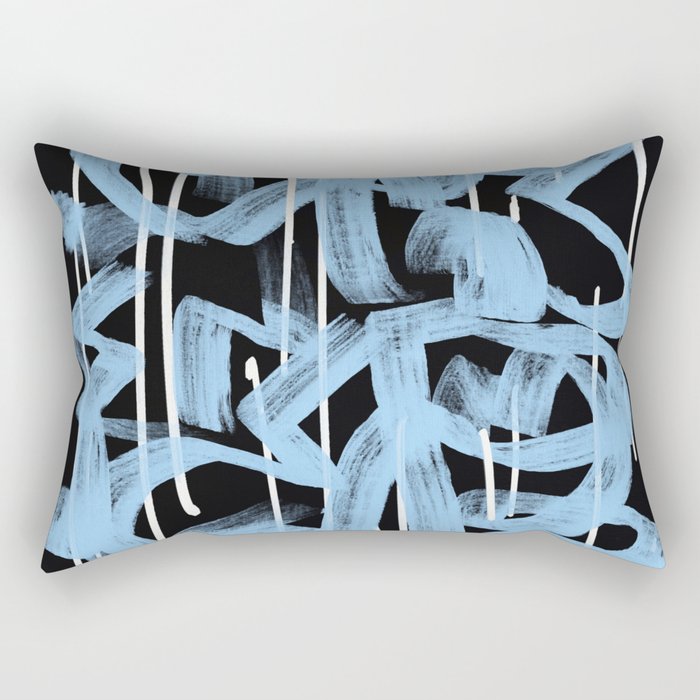 Blue abstract calligraphy Rectangular Pillow Gallery Image 1