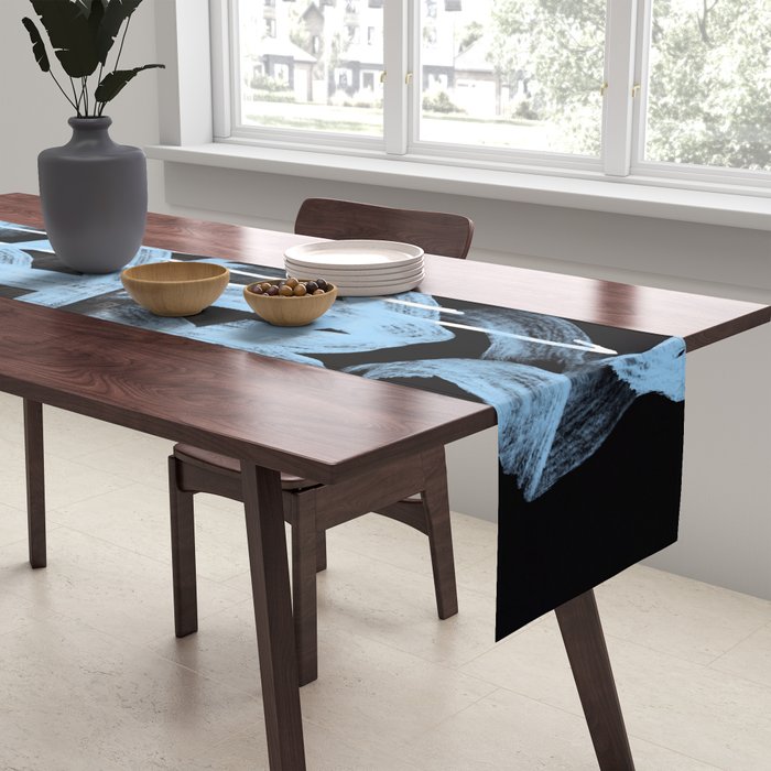 Blue abstract calligraphy Table Runner Gallery Image 2
