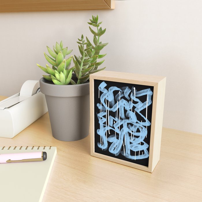 Blue abstract calligraphy Mini Art Print Gallery Image 2