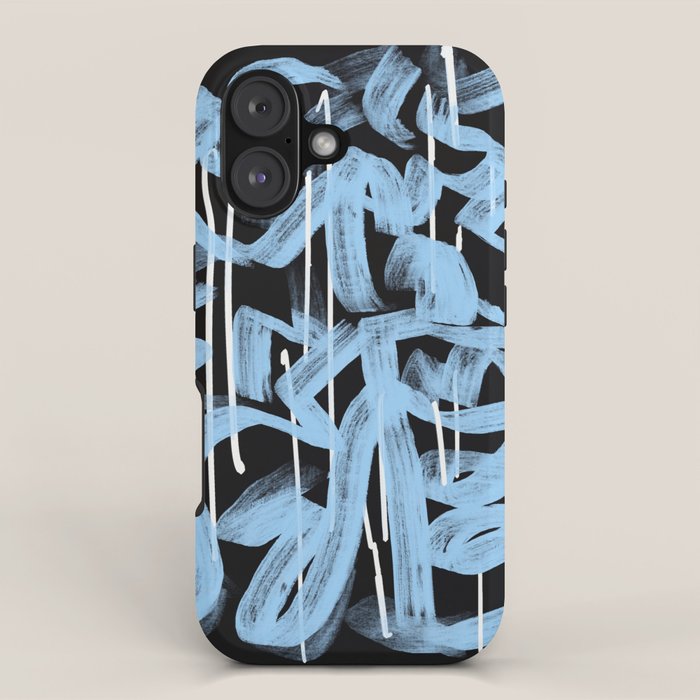 Blue abstract calligraphy iPhone Case Gallery Image 1