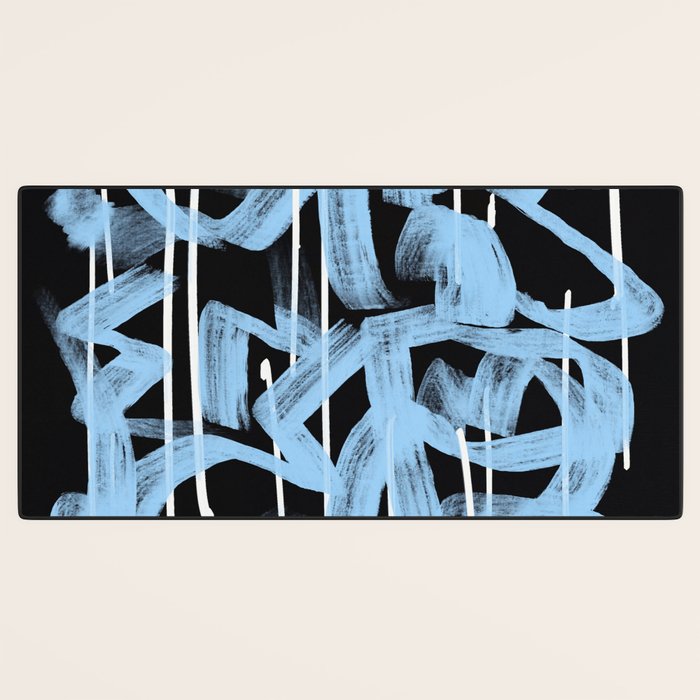 Blue abstract calligraphy Desk Mat Gallery Image 3