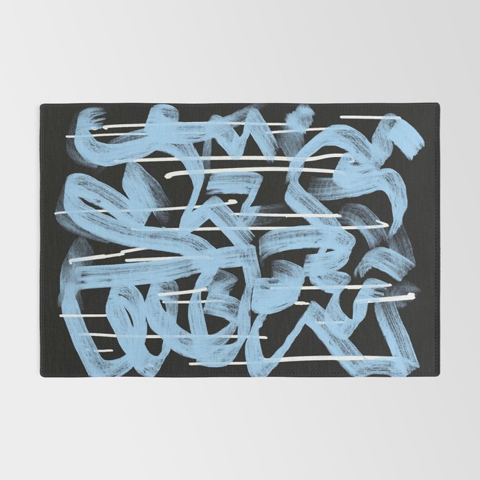 Blue abstract calligraphy Rug Gallery Image 2