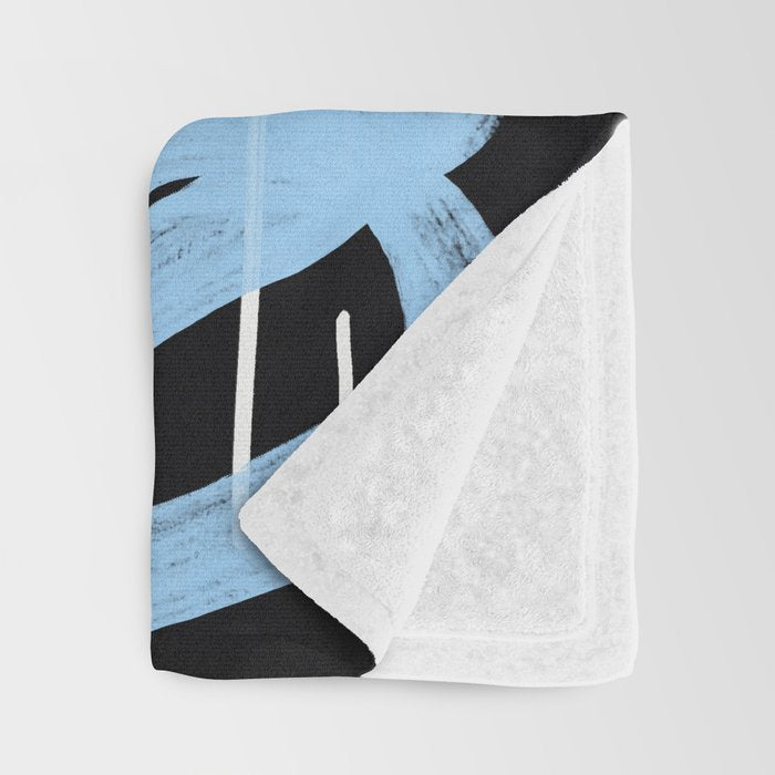 Blue abstract calligraphy Throw Blanket Gallery Image 3
