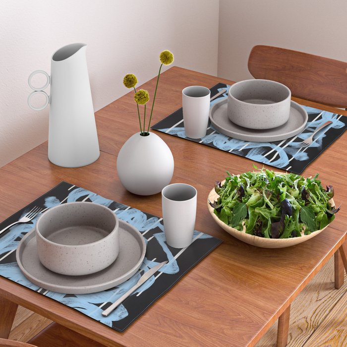 Blue abstract calligraphy Placemat Gallery Image 2