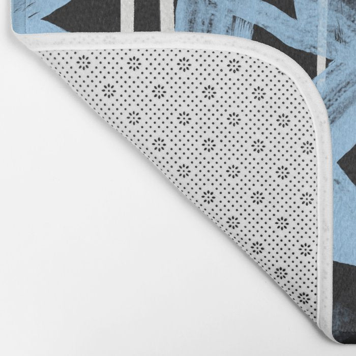Blue abstract calligraphy Bath Mat Gallery Image 2