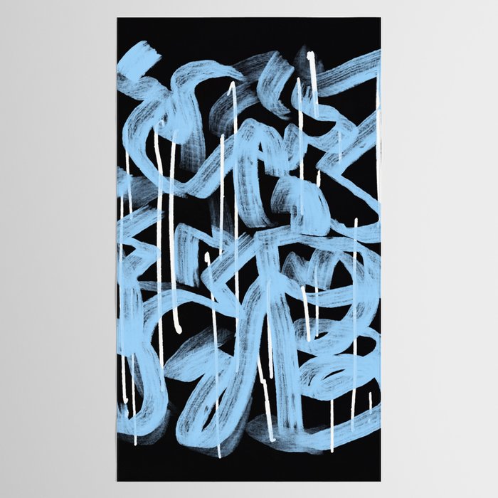 Blue abstract calligraphy Tablecloth Gallery Image 2