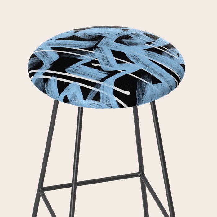 Blue abstract calligraphy Stool Gallery Image 2