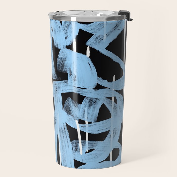 Blue abstract calligraphy Travel Mug Gallery Image 2