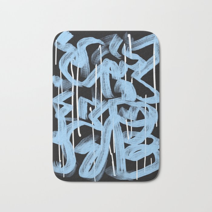 Blue abstract calligraphy Bath Mat Gallery Image 1