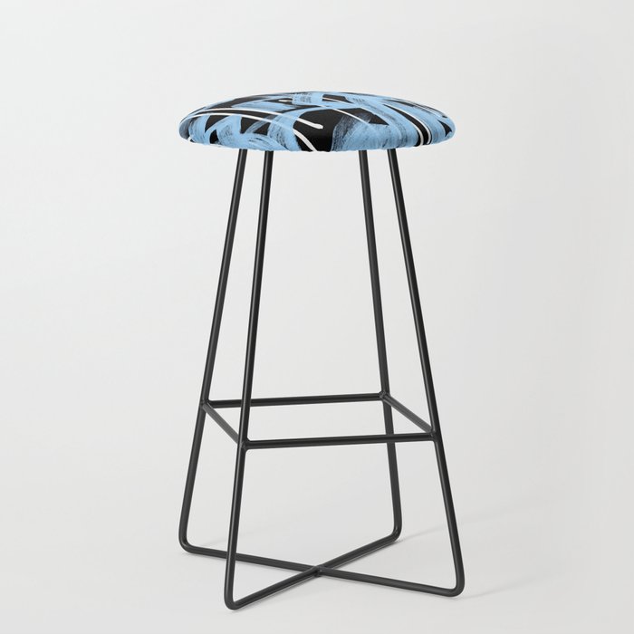 Blue abstract calligraphy Stool Gallery Image 1