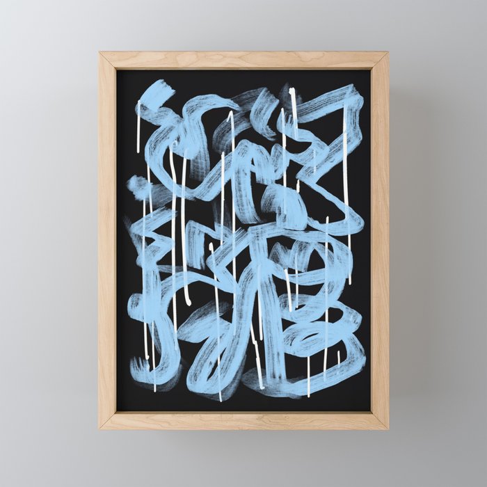 Blue abstract calligraphy Mini Art Print Gallery Image 1
