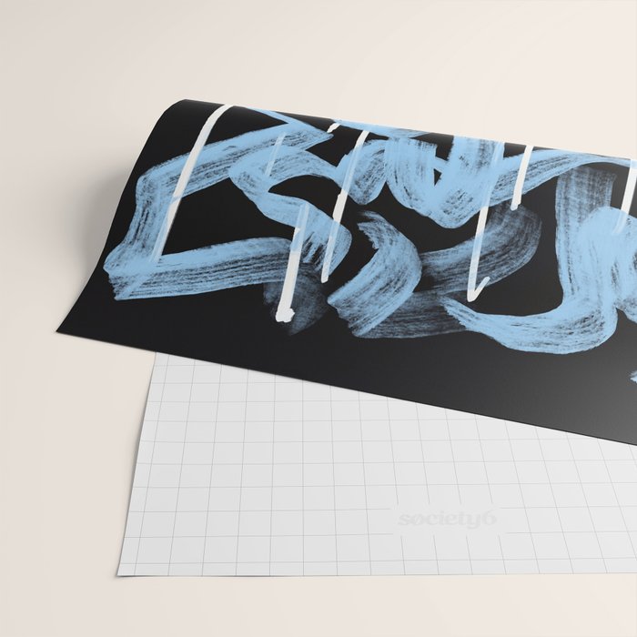Blue abstract calligraphy Wrapping Paper Gallery Image 2