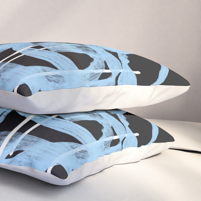 Blue abstract calligraphy Pillow Sham Gallery Image 3