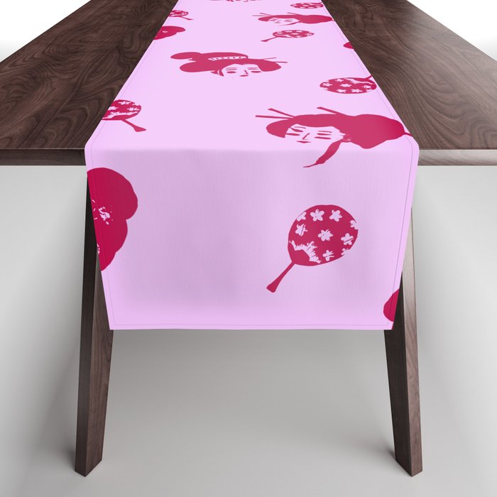 Red and pink Japanese pattern Table Runner Gallery Image 1