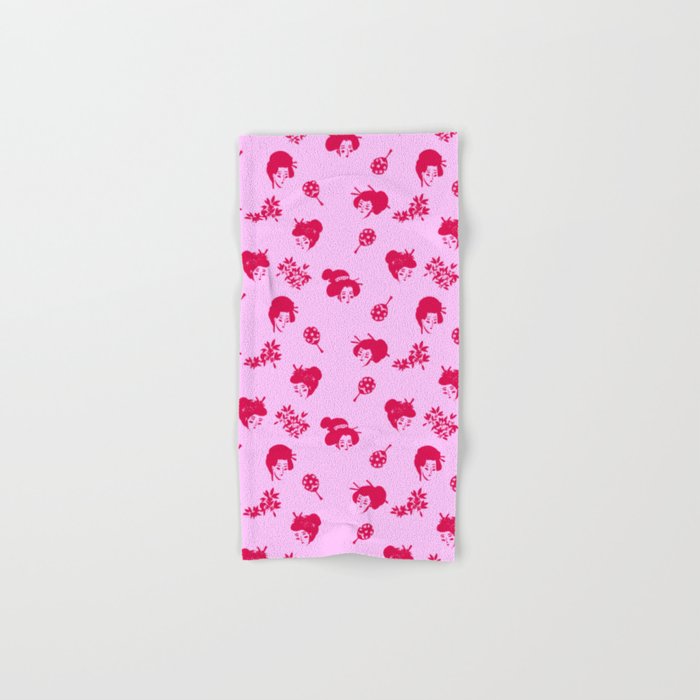 Red and pink Japanese pattern Bath Towel Gallery Image 1