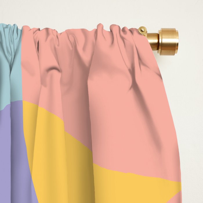 Lemons in Amalfi / Abstract shapes, Pink, Turquoise, Yellow, Lavender Window Curtain Gallery Image 2