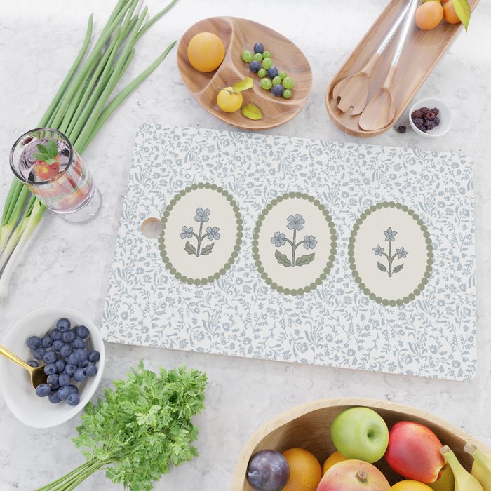 Ditsy Block Print Floral Tryptich Cutting Board Gallery Image 2
