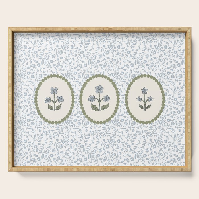 Ditsy Block Print Floral Tryptich Serving Tray Gallery Image 1