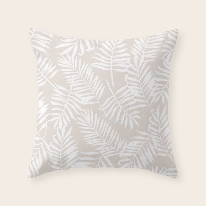 Tropical Palm Leaves - Palm Leaf Pattern - Sandy Beige Throw Pillow