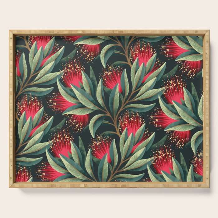 Pohutukawa - Red / Natural Green Serving Tray