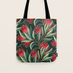 Pohutukawa - Red / Natural Green Tote Bag Gallery Image 1