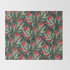 Pohutukawa - Red / Natural Green Throw Blanket Gallery Image 2