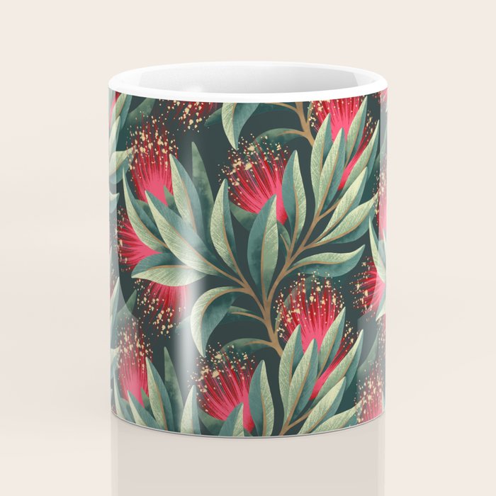 Pohutukawa - Red / Natural Green Coffee Mug Gallery Image 4