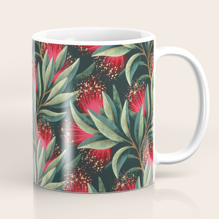 Pohutukawa - Red / Natural Green Coffee Mug Gallery Image 1