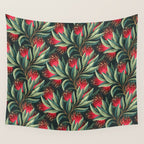 Pohutukawa - Red / Natural Green Wall Tapestry Gallery Image 4