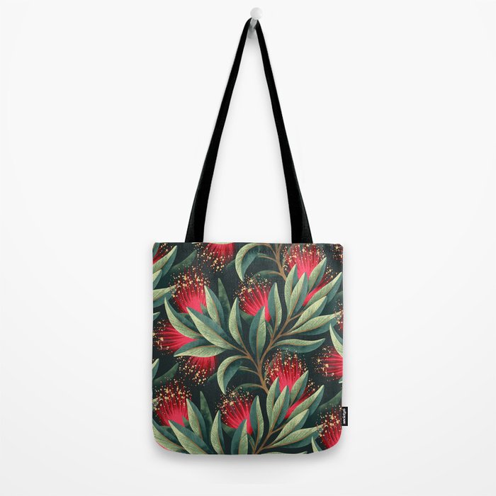 Pohutukawa - Red / Natural Green Tote Bag Gallery Image 2