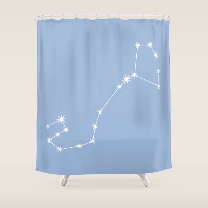 Scorpio Zodiac Star Constellation Line Art Sky Blue Shower Curtain Gallery Image 1