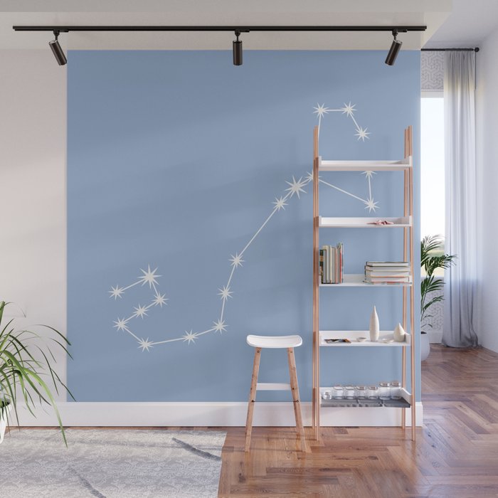 Scorpio Zodiac Star Constellation Line Art Sky Blue Wall Mural Gallery Image 1