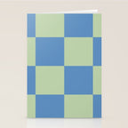 Blue and Light Green Checkerboard Pattern Stationery Card Gallery Image 2