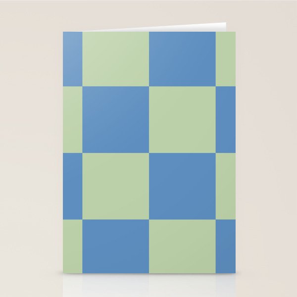 Blue and Light Green Checkerboard Pattern Stationery Card Gallery Image 2