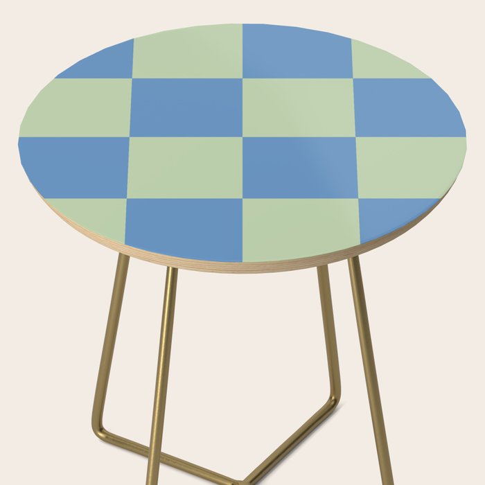Blue and Light Green Checkerboard Pattern Side Table Gallery Image 2
