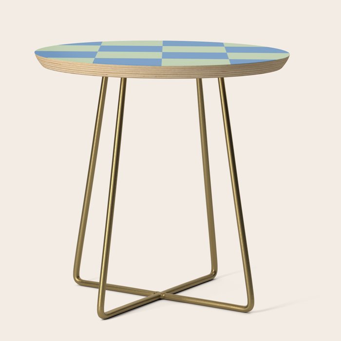 Blue and Light Green Checkerboard Pattern Side Table Gallery Image 1
