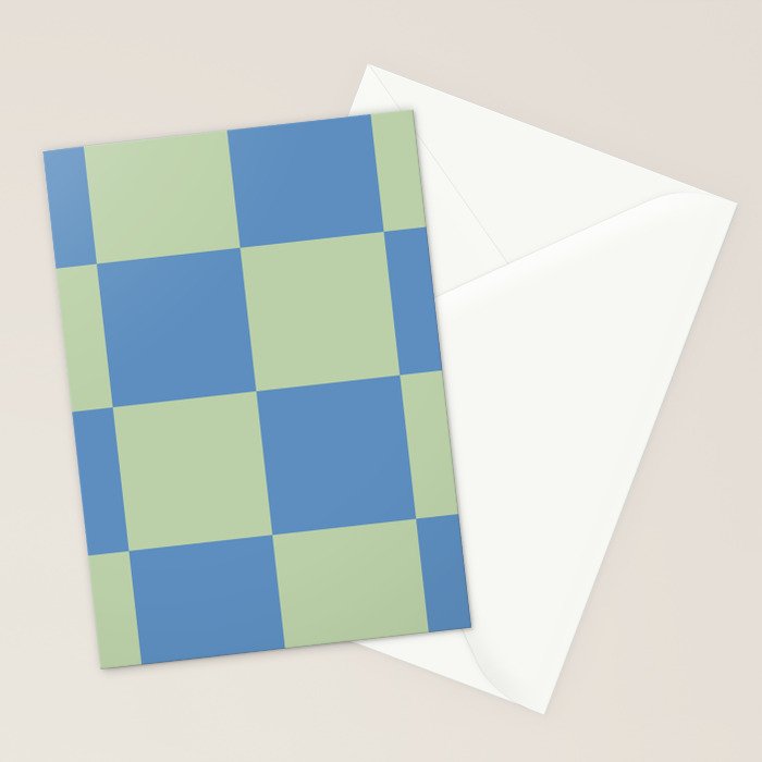 Blue and Light Green Checkerboard Pattern Stationery Card Gallery Image 2
